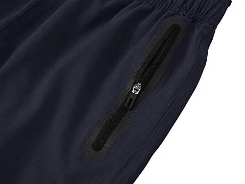 AIRIKE Mens Sports Shorts Lightweight Running Workout Gym Athletic Shorts Zipper Pockets (Black,Grey) Size S