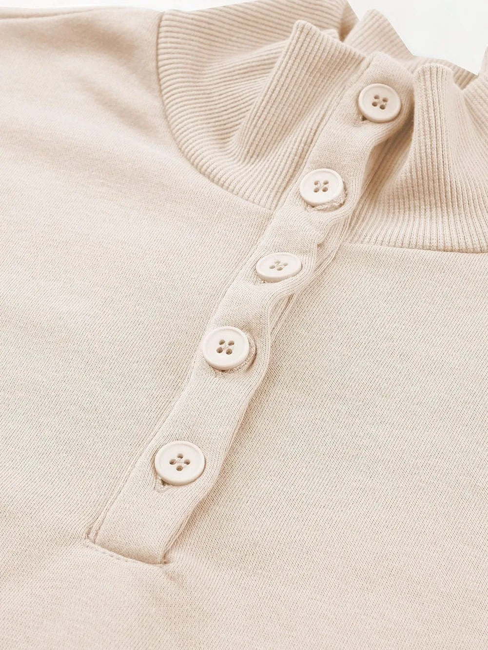 Apricot High Neck Henley Top and Shorts Set - Stylish Casual Outfit