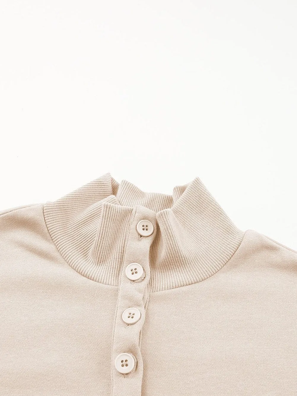 Apricot High Neck Henley Top and Shorts Set - Stylish Casual Outfit
