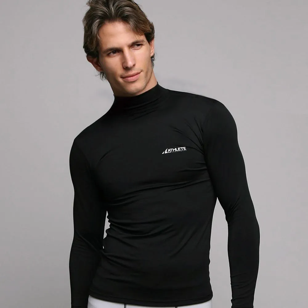 ATHLETE Men's Lightweight Compression Base Layer Long Sleeve Mock Neck Shirt, Style B05