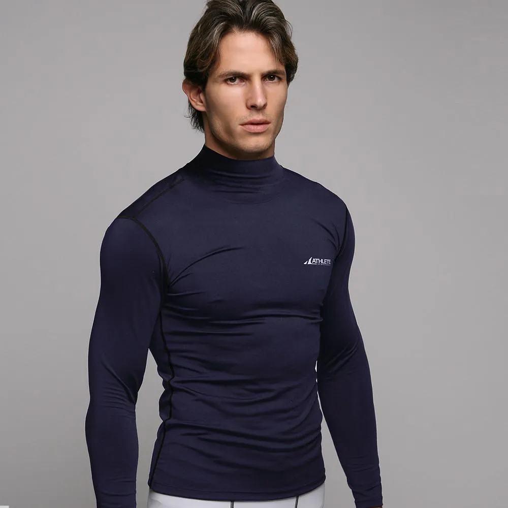 ATHLETE Men's Lightweight Compression Base Layer Long Sleeve Mock Neck Shirt, Style B05