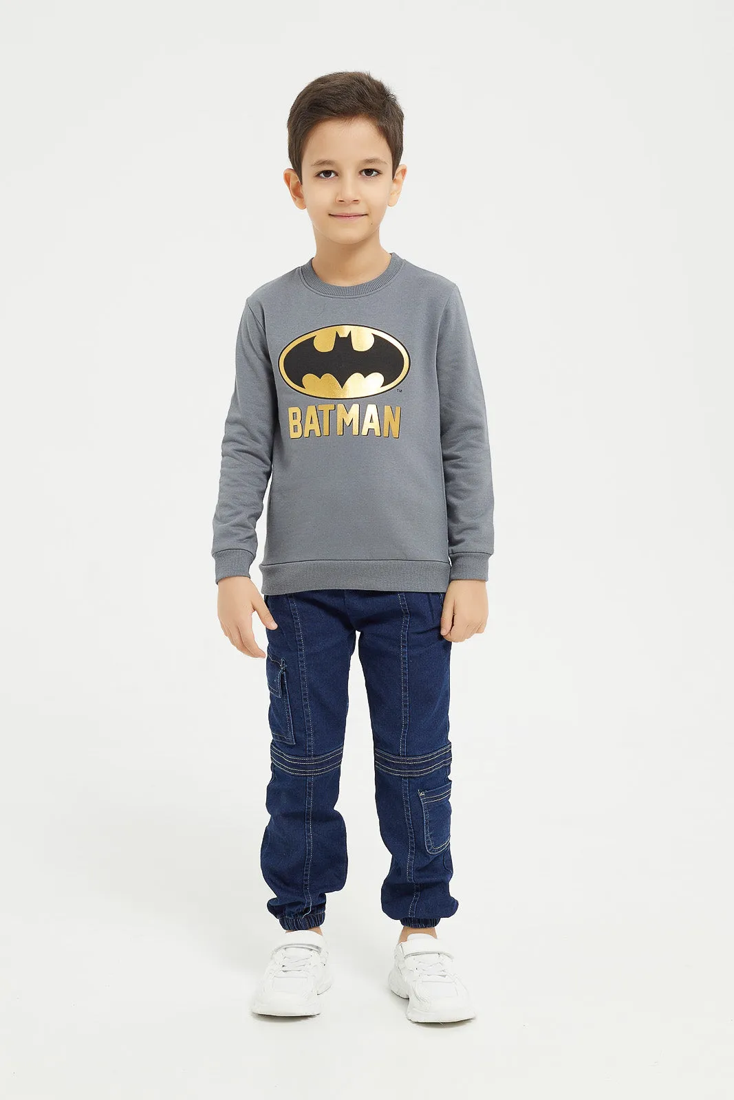Boys Grey Batman Sweatshirt