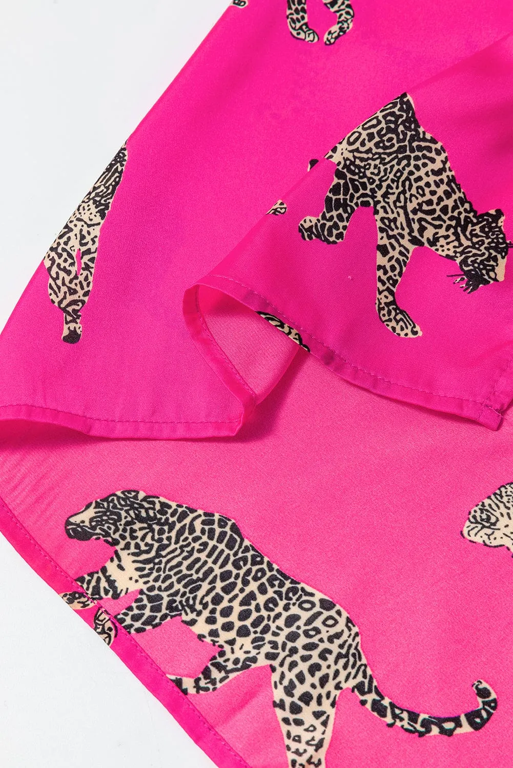 Button-Down Cheetah Print Satin Top and Shorts