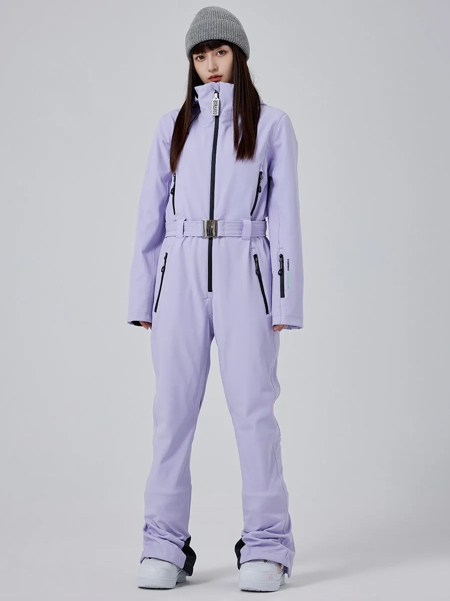 Cute Slim One Piece Ski Suit High Neck Snowsuits