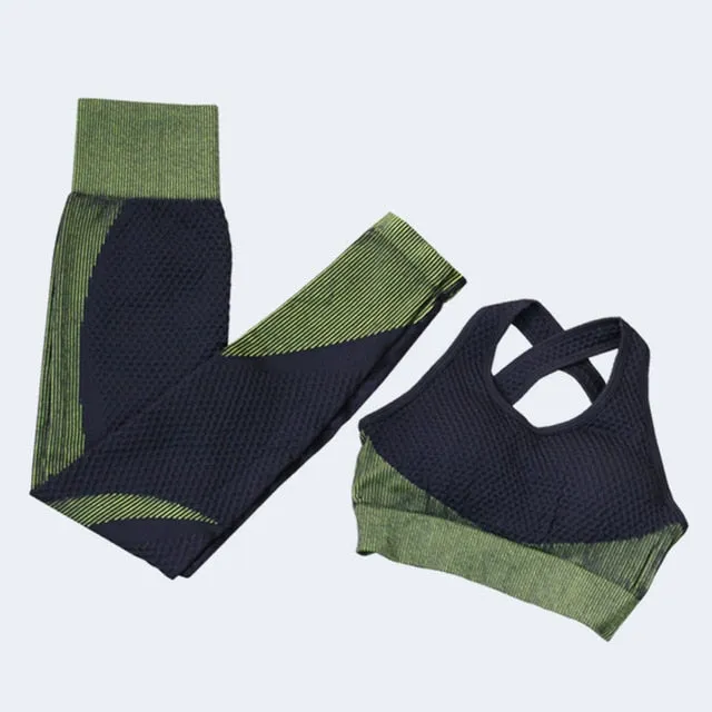 Fitness Suits Yoga Women Outfits 3pcs Sets Long Sleeve