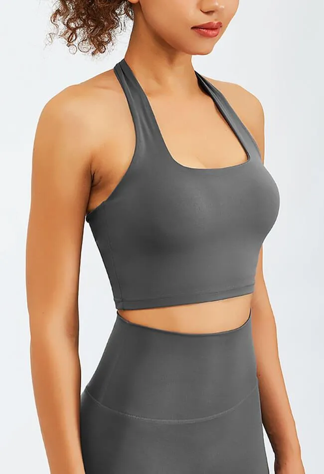 Halter Compression Square Neck Sports Bra - Luna
