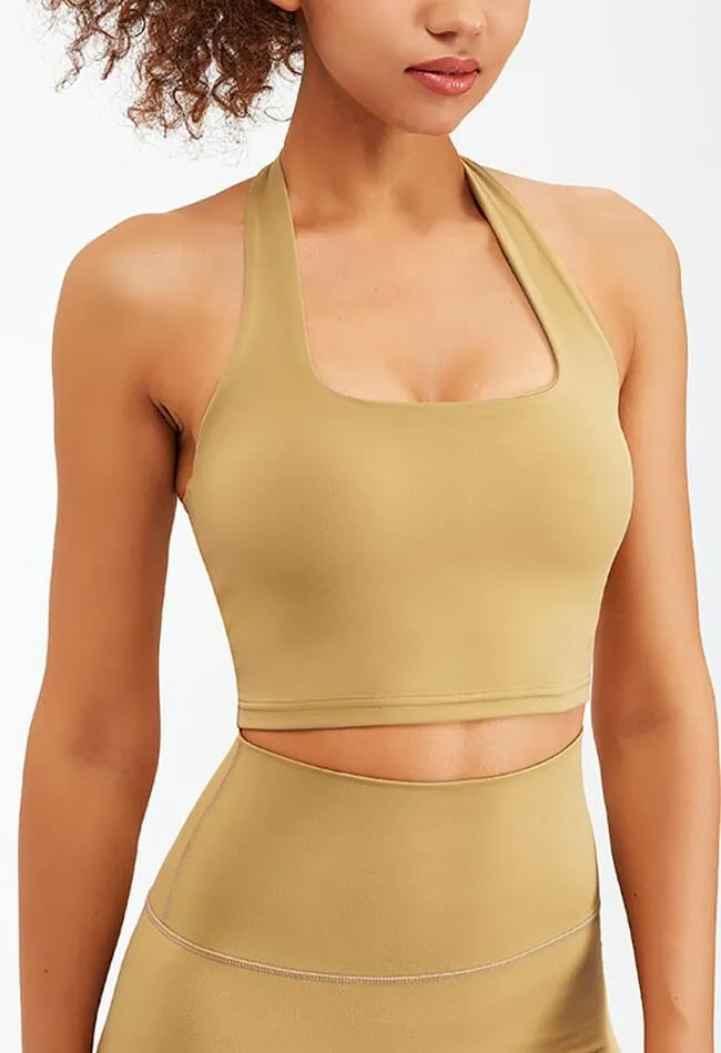 Halter Compression Square Neck Sports Bra - Luna