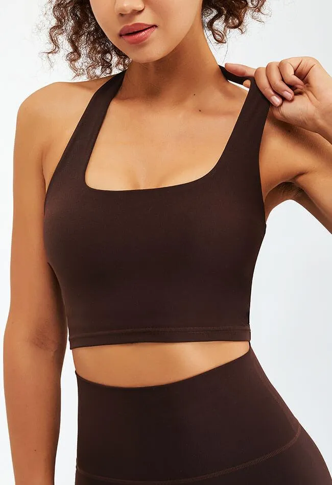 Halter Compression Square Neck Sports Bra - Luna