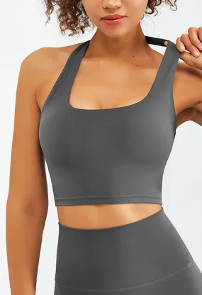 Halter Compression Square Neck Sports Bra - Luna