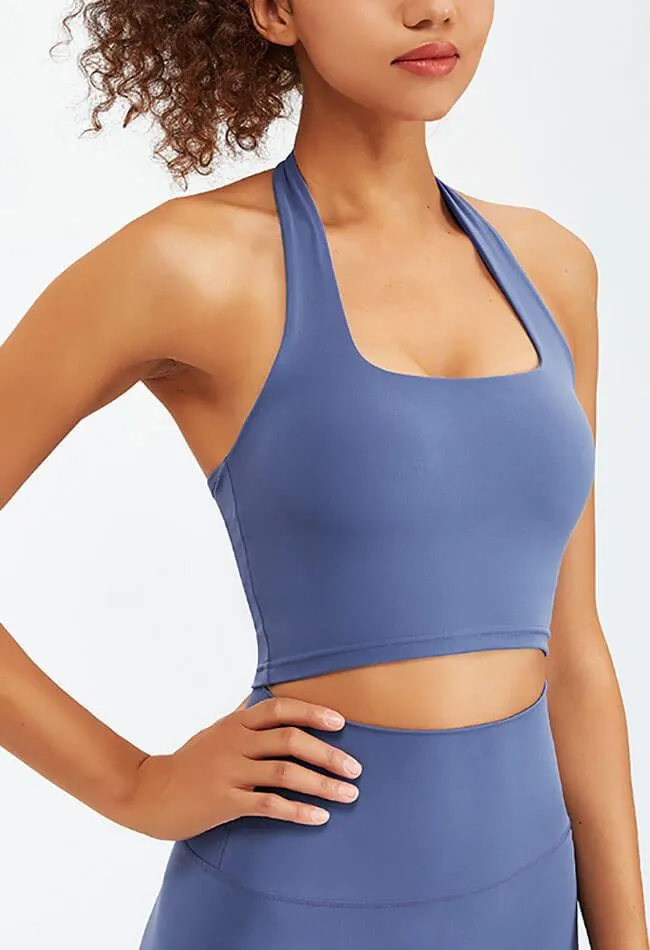Halter Compression Square Neck Sports Bra - Luna