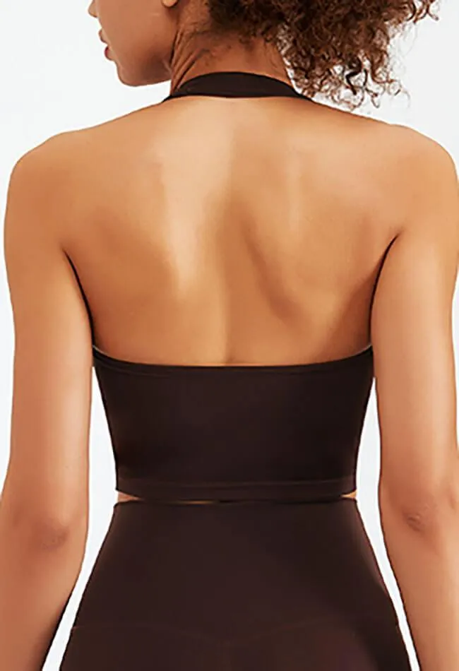 Halter Compression Square Neck Sports Bra - Luna