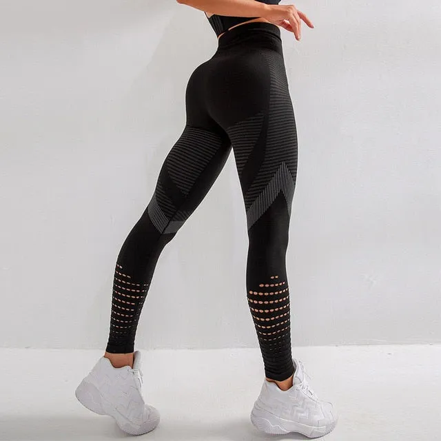 High waist seamless leggings for women hollow out gym legging super stretchy yoga pants fitness sport tights jogging trousers