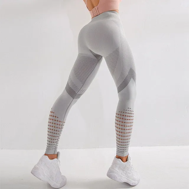 High waist seamless leggings for women hollow out gym legging super stretchy yoga pants fitness sport tights jogging trousers