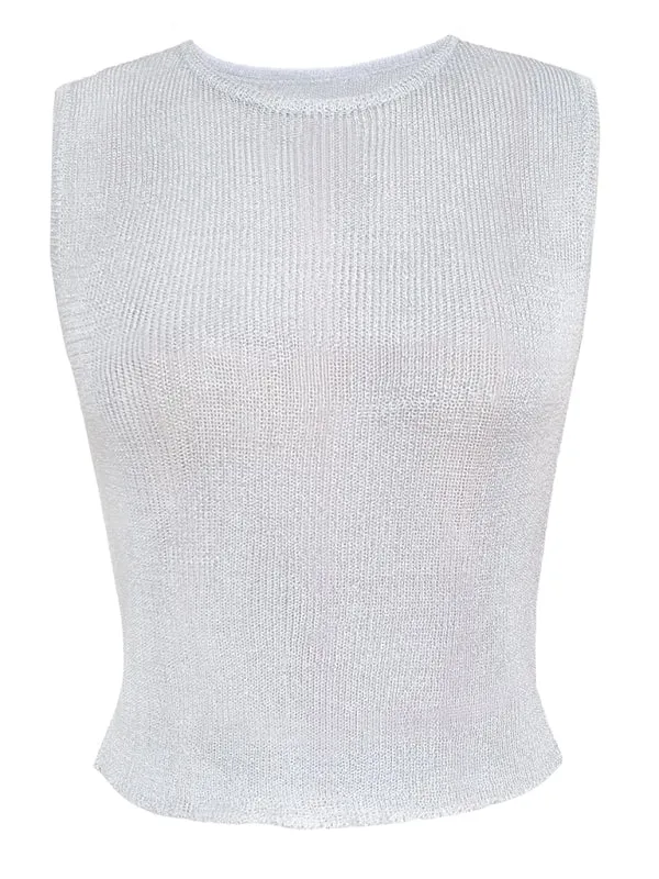 Kenna Fashion Round Neck Shiny Skinny Sexy Glitter Tank Top