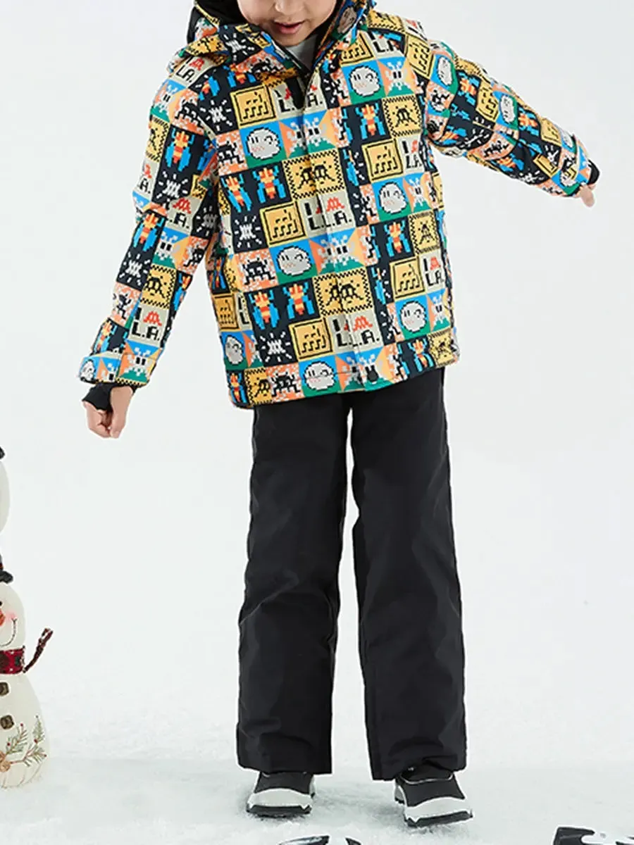 Kid Skiing Snow Insulated Cargo Jacket Hooded