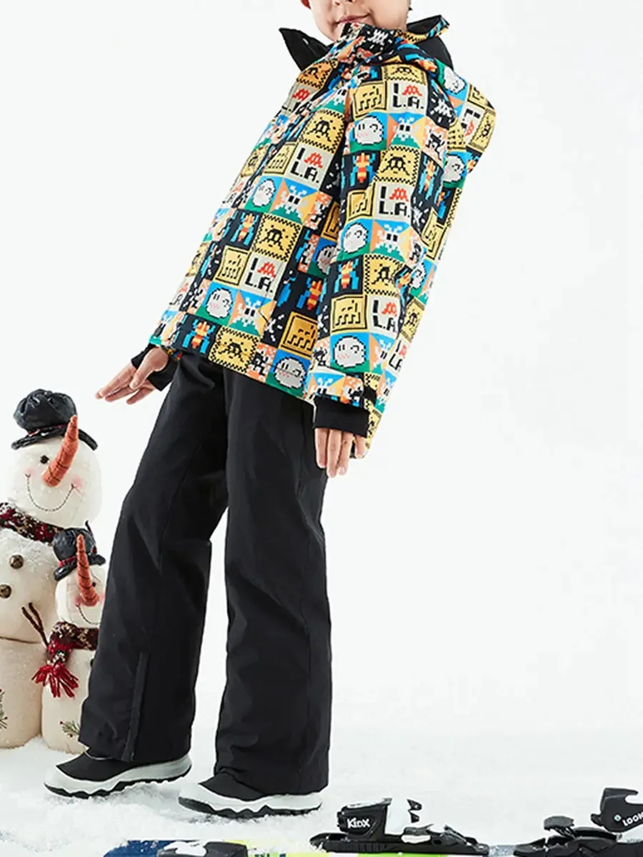 Kid Skiing Snow Insulated Cargo Jacket Hooded