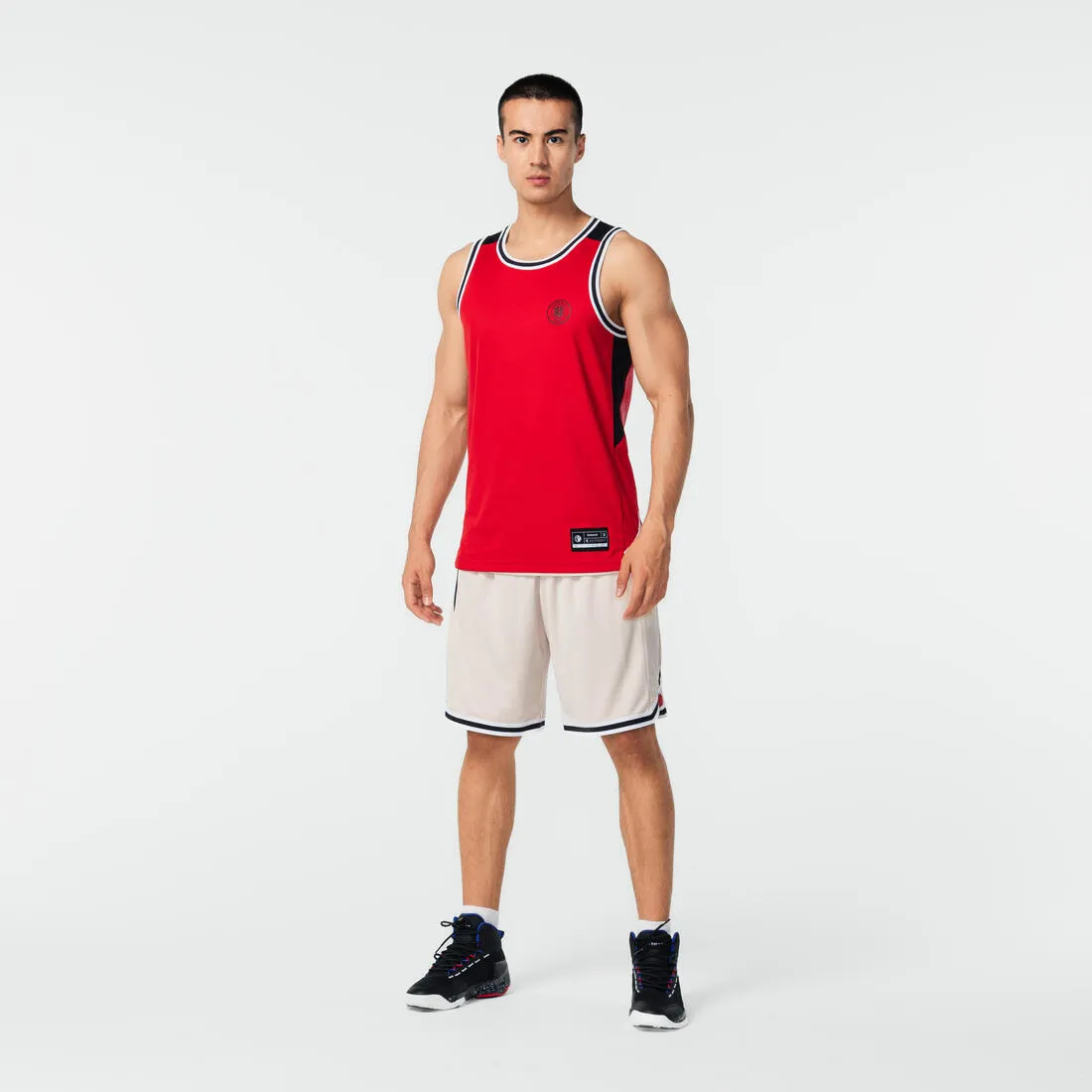 Kids' Reversible Basketball Shorts SH500 - Red/Beige