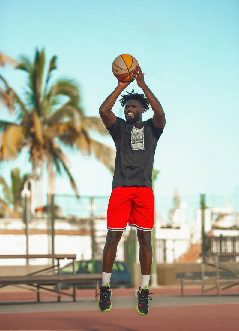Kids' Reversible Basketball Shorts SH500 - Red/Beige