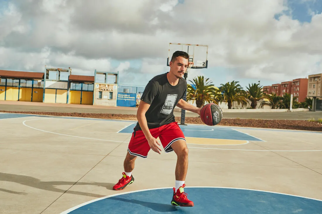 Kids' Reversible Basketball Shorts SH500 - Red/Beige