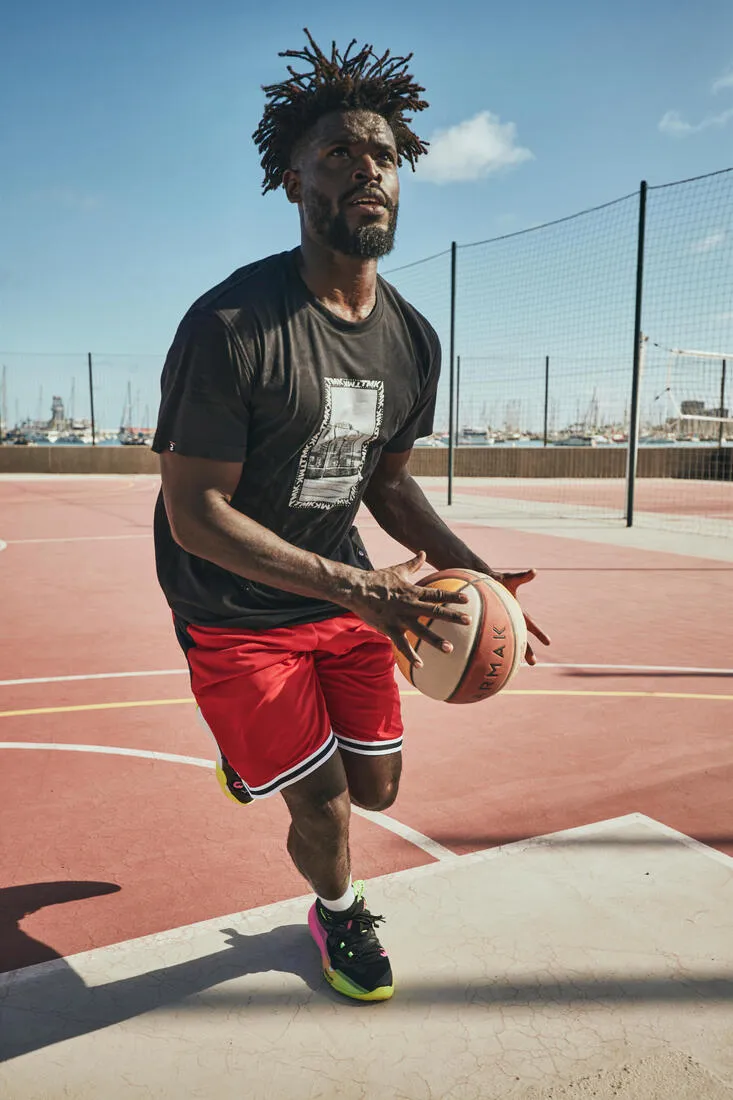 Kids' Reversible Basketball Shorts SH500 - Red/Beige