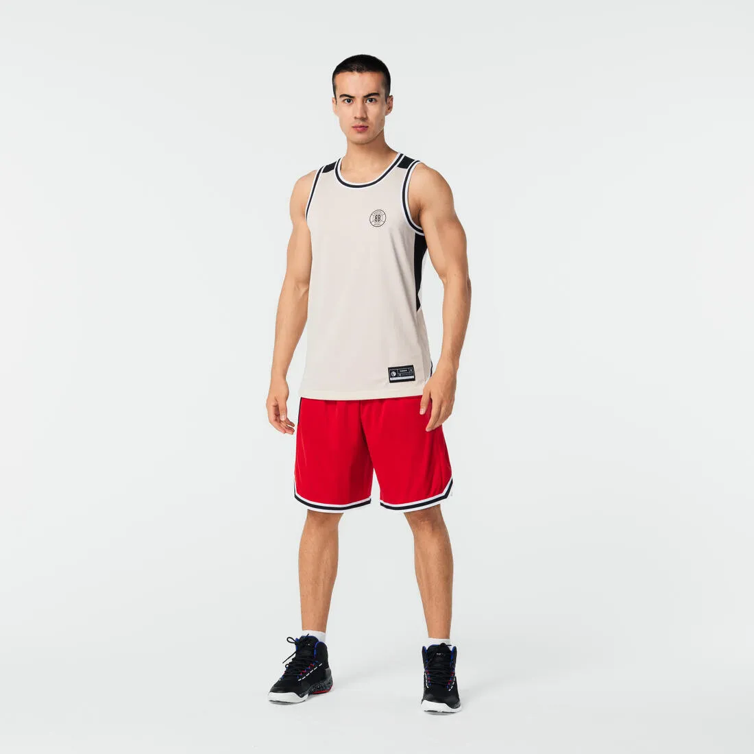 Kids' Reversible Basketball Shorts SH500 - Red/Beige
