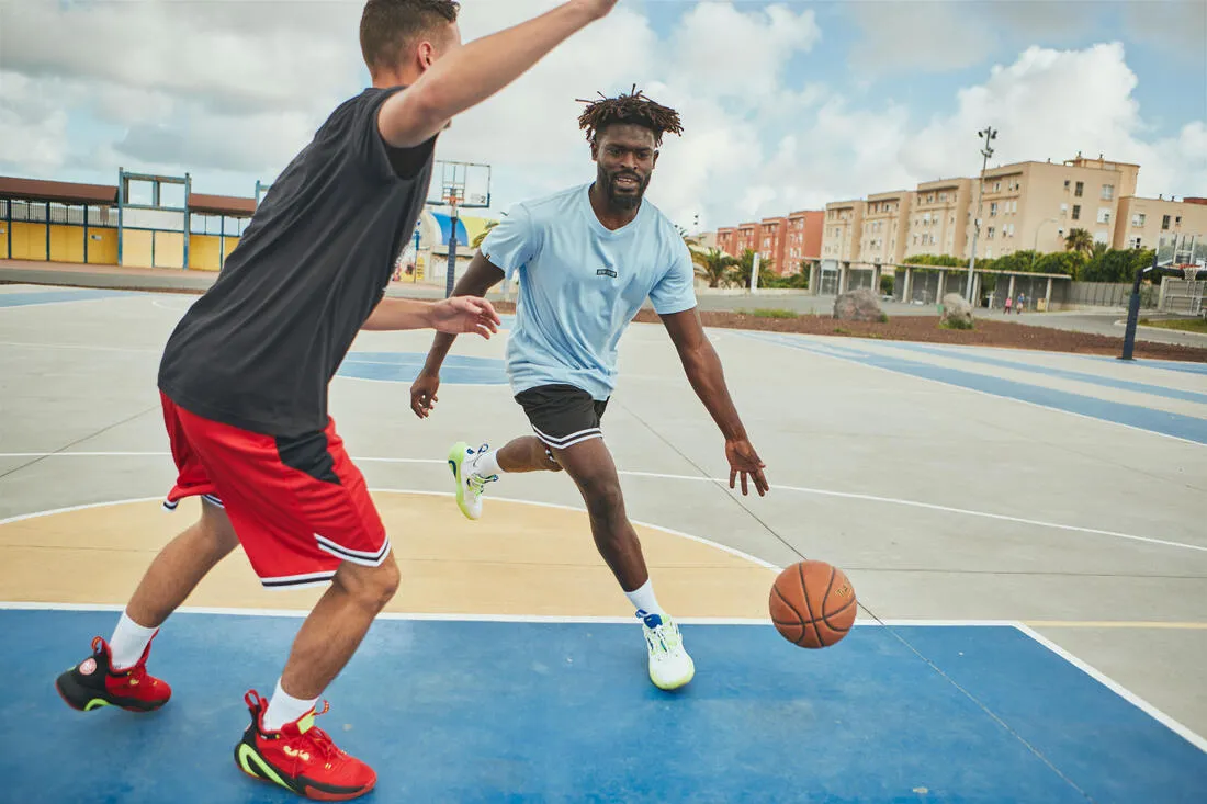 Kids' Reversible Basketball Shorts SH500 - Red/Beige