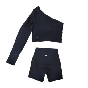 Lululemon Sporty Set Black One Long Sleeved Top Size 2   Align Shorts Size 0