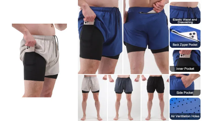 Men Sports Shorts with Liner - 2-in-1