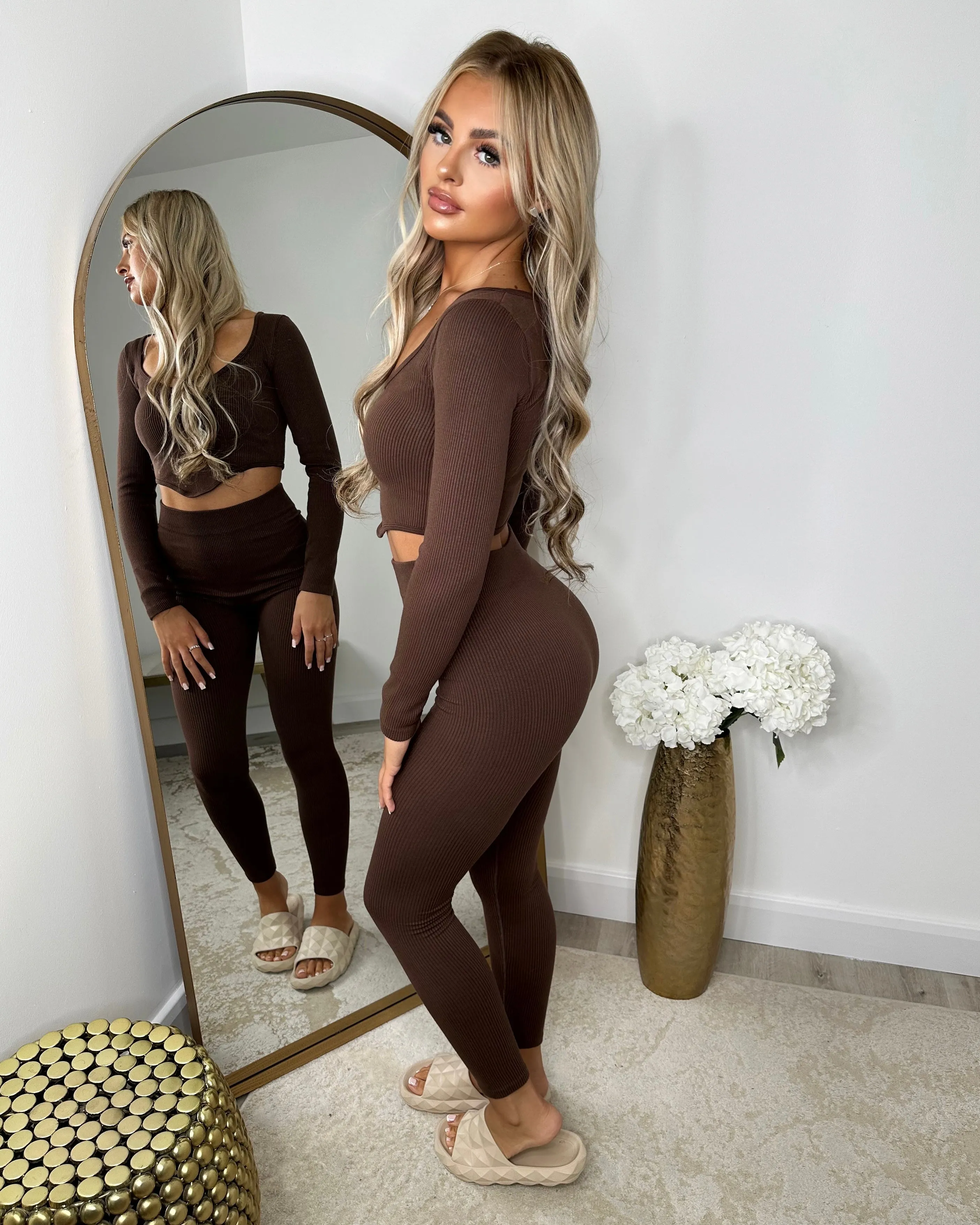 Miesha Corset Style Gym Set - Chocolate