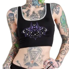 Moon And Star Bat Lace Trim Crop Cami
