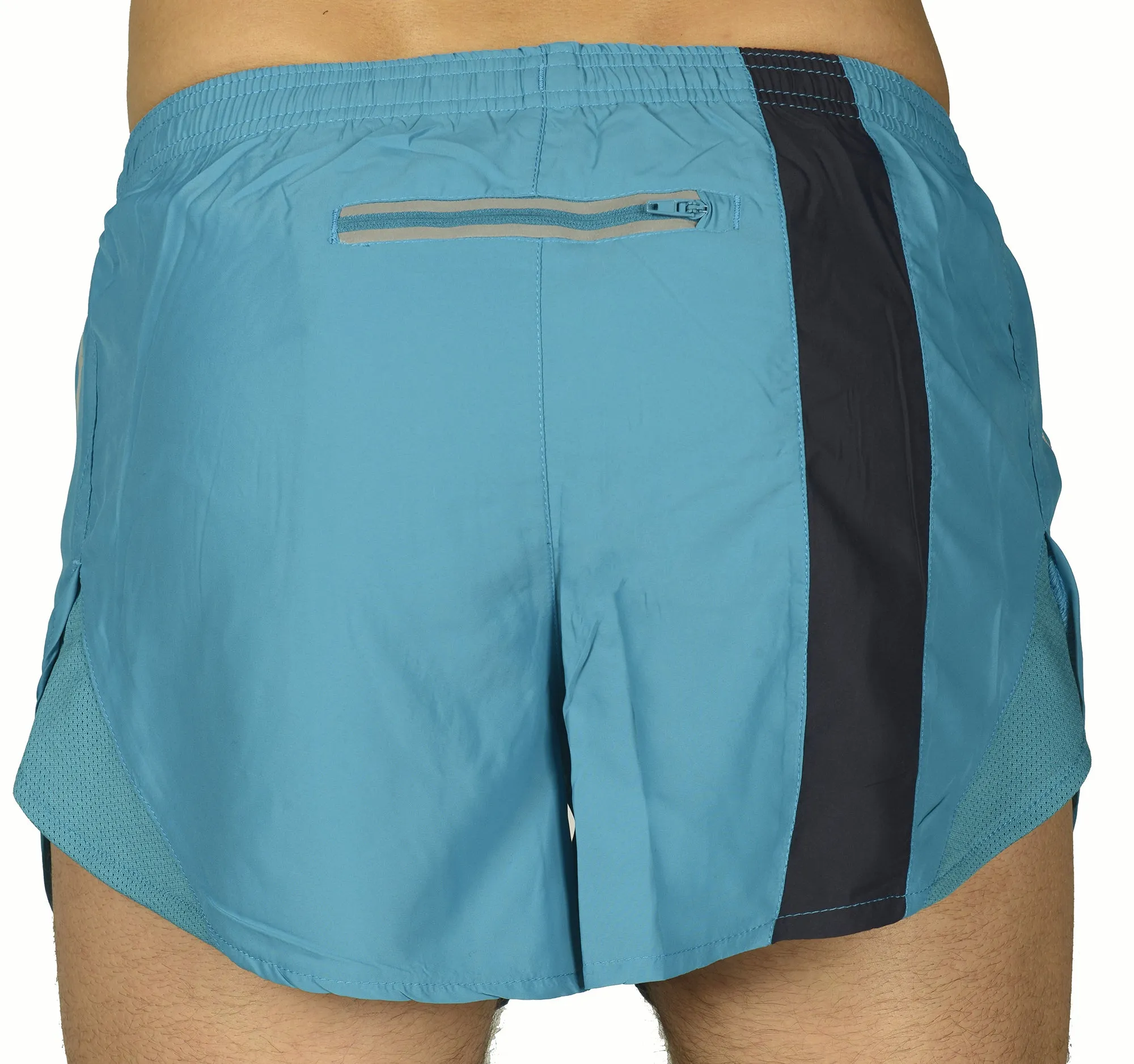 More Mile More-Tech Split Leg Mens Running Shorts - Blue