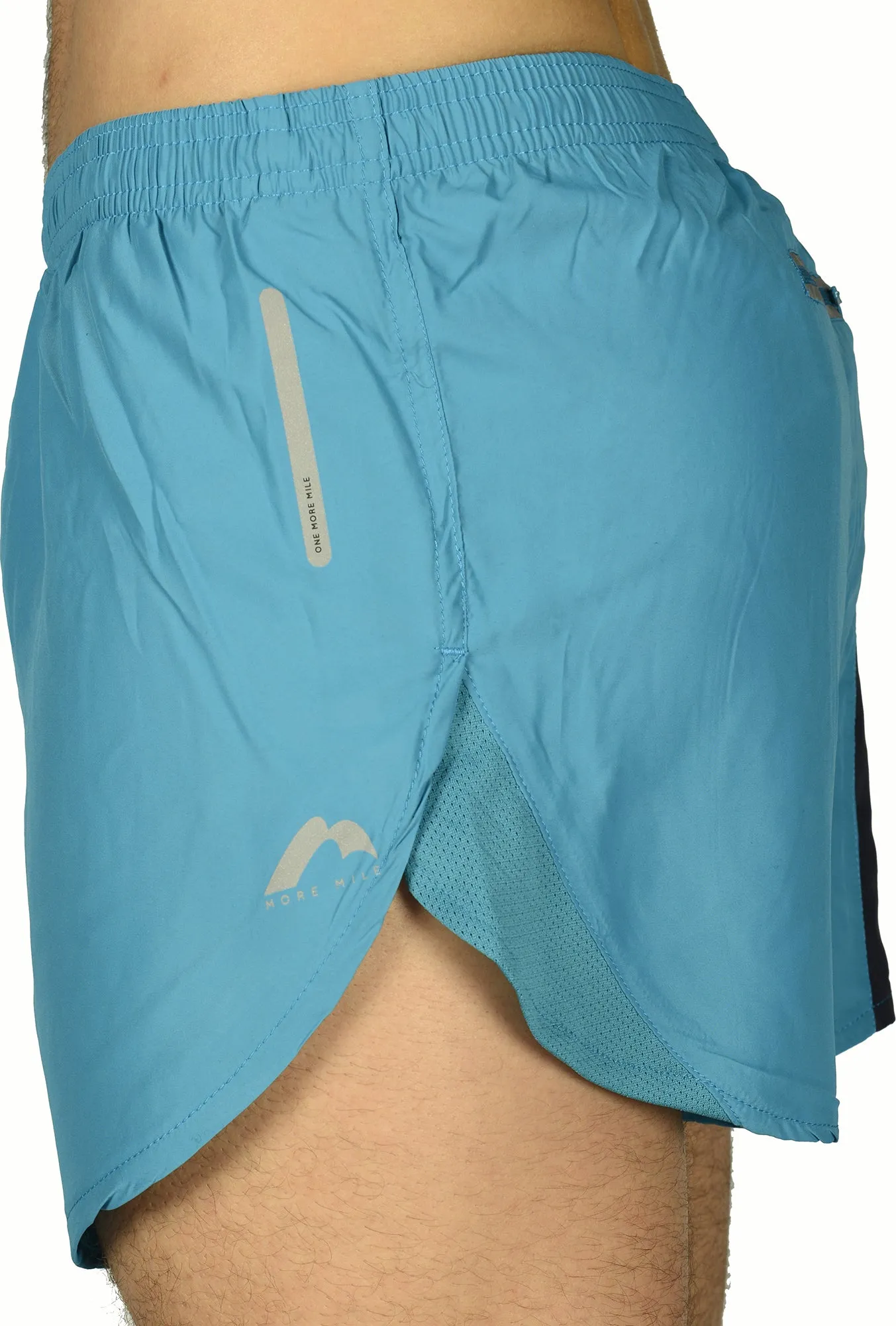 More Mile More-Tech Split Leg Mens Running Shorts - Blue