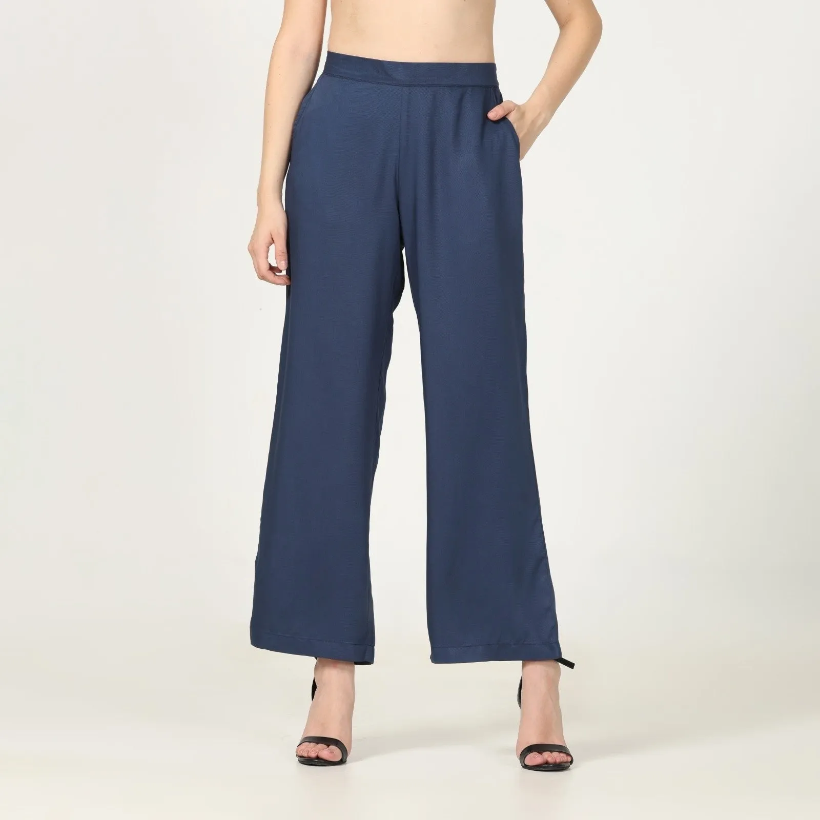 Navy Blue Drop Shoulder Kimono Tunic & Pant Set | Modal | Modern Casual