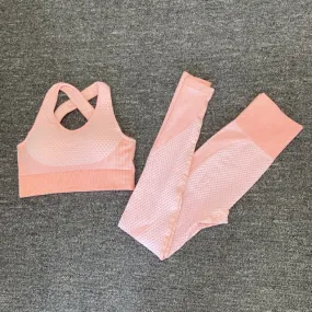 Patel Pink Seamless High Waist Leggings and Padded Sports Bra Yoga Set