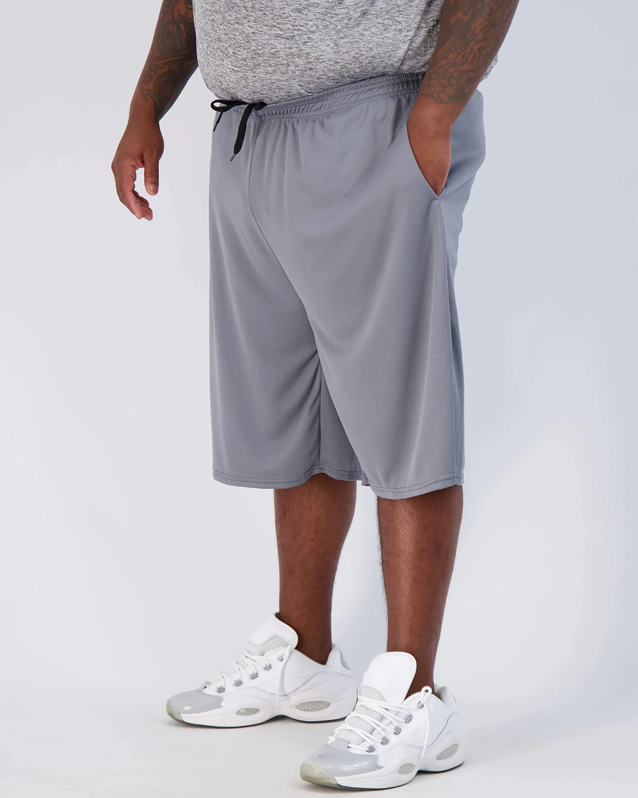 Real Essentials Men’s Big and Tall Mesh Active Quick Dry Fit Active Athletic Gym Shorts, Pack of 3