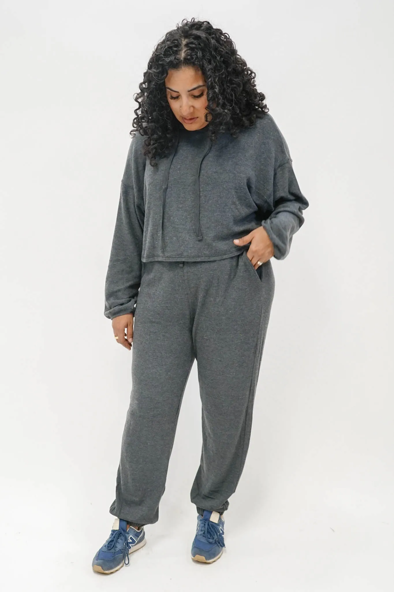 Rick Sweater Knit Joggers In Charcoal