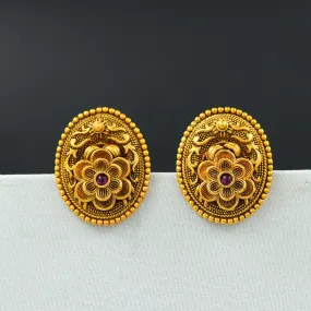 Ruby Antique Gold Plated Studs 12895-9484