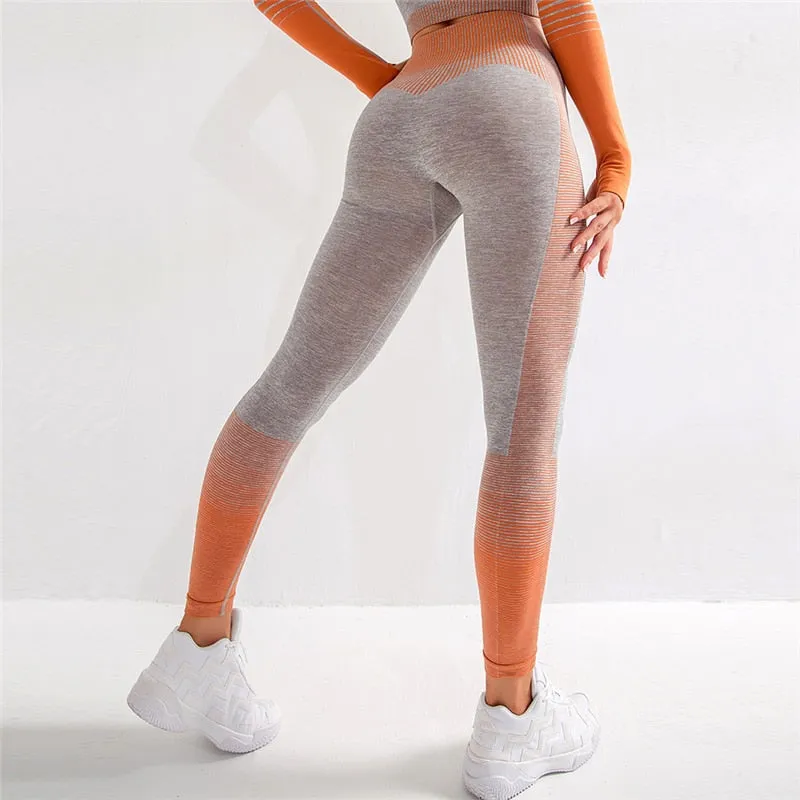 Seamless Rib Yoga Set Sport Outfits Suit