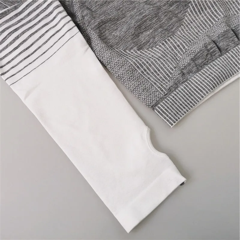 Seamless Rib Yoga Set Sport Outfits Suit