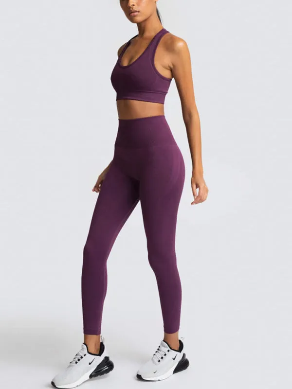 Seamless Tights and Sports Bra Set
