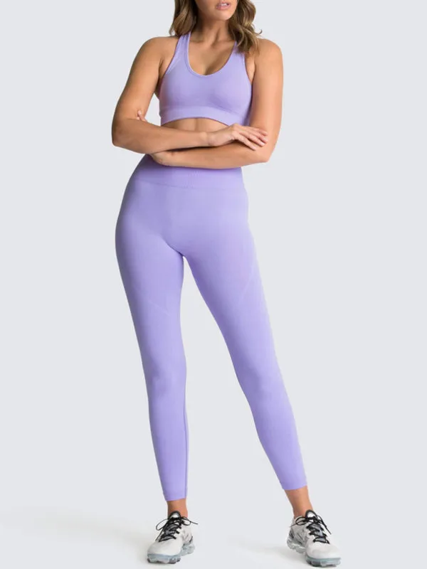 Seamless Tights and Sports Bra Set