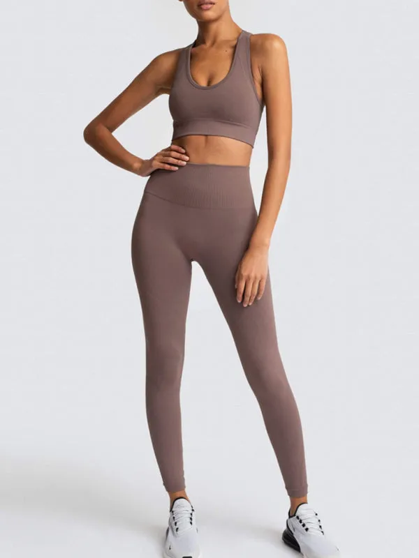 Seamless Tights and Sports Bra Set