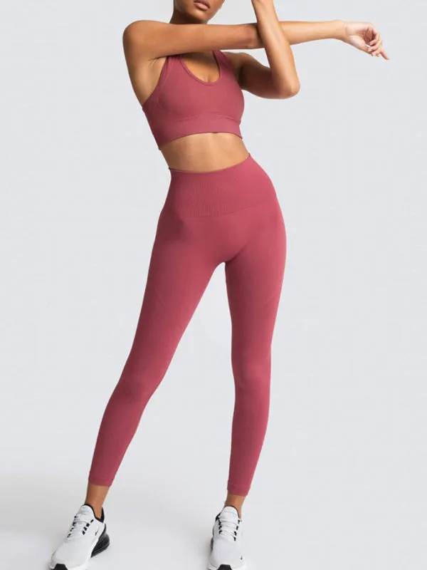 Seamless Tights and Sports Bra Set