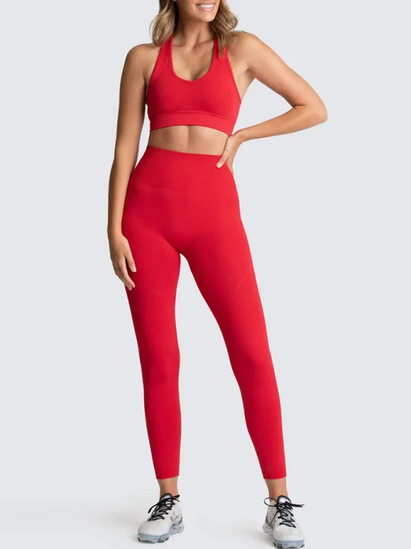 Seamless Tights and Sports Bra Set