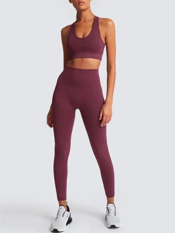 Seamless Tights and Sports Bra Set