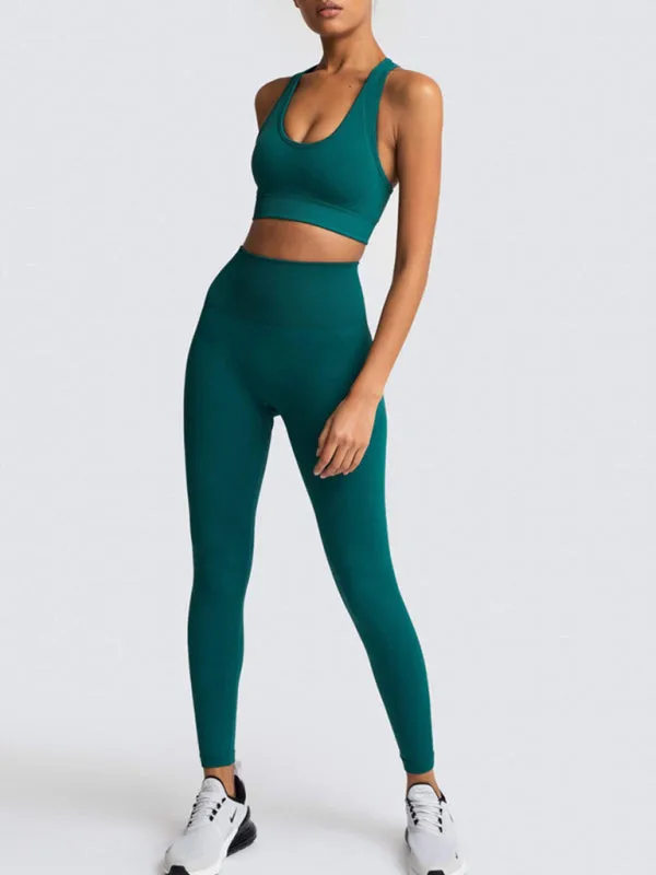 Seamless Tights and Sports Bra Set