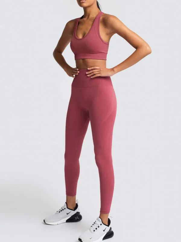 Seamless Tights and Sports Bra Set