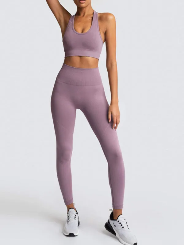 Seamless Tights and Sports Bra Set