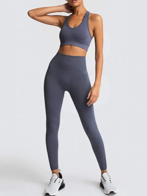 Seamless Tights and Sports Bra Set