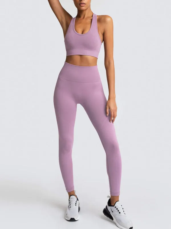 Seamless Tights and Sports Bra Set